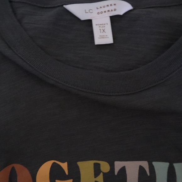 LC Lauren Conrad Short Sleeve Together We Can Gray Plus Size 1X - Picture 4 of 4